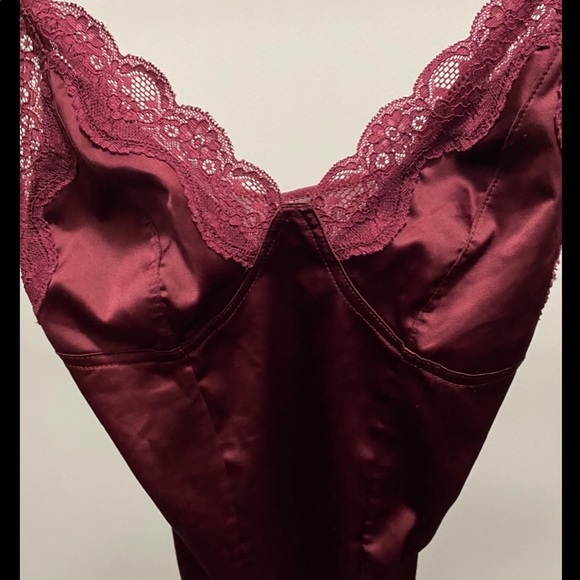 Burgundy Satin Bodysuit - Picture 2 of 2